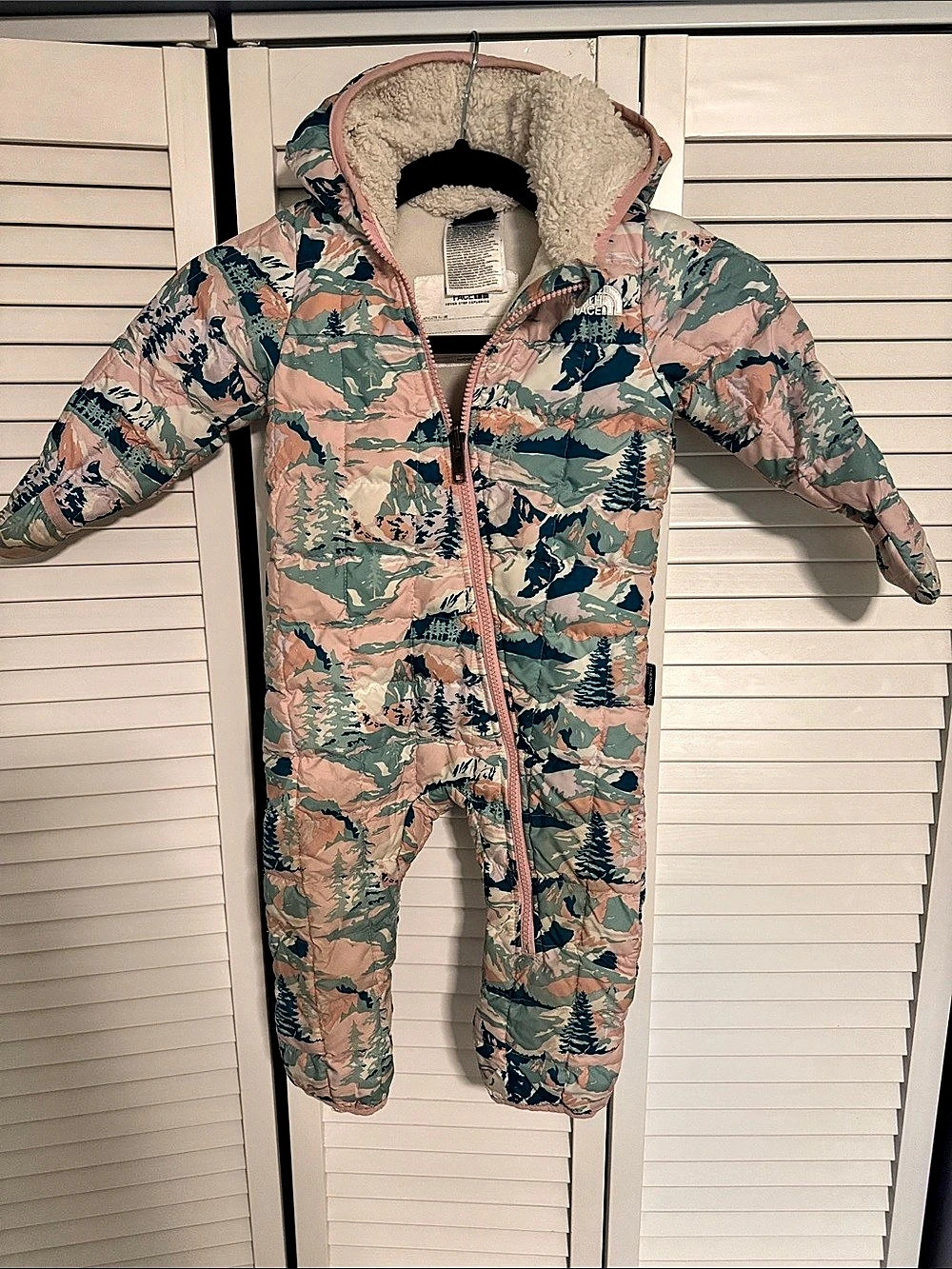 The North Face Baby ThermoBall One-Piece Snow Suit Pink & Blue 12-18M